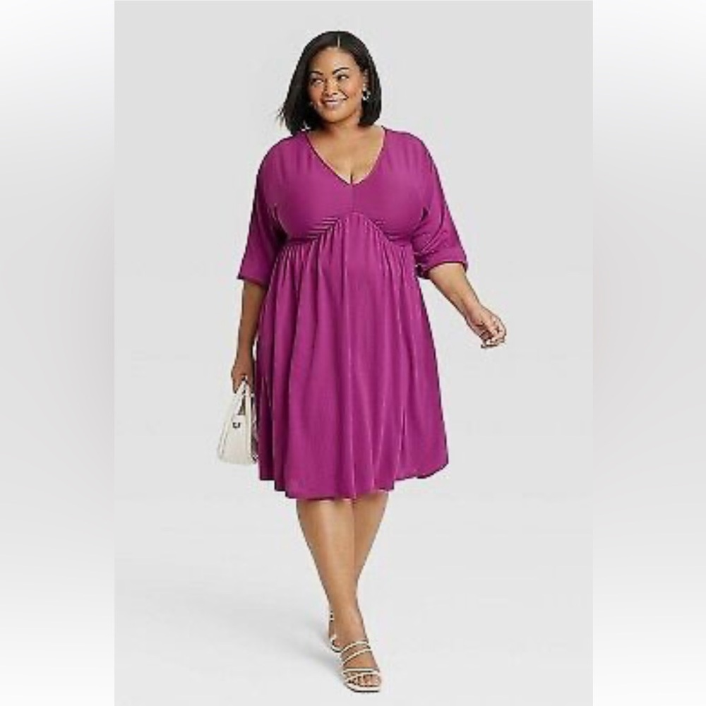 Ava & Viv Dolman Sleeve Knit Empire Waist Dress NWOT- read below